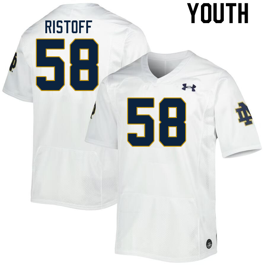 Youth #58 Grant Ristoff Notre Dame Fighting Irish College Football Jerseys Stitched Sale-White